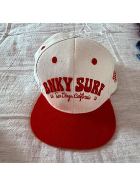 BinkyBro toddler red and cream snap back